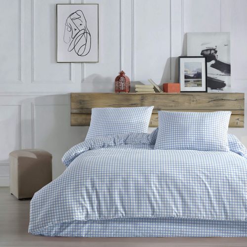 Parure De Lit Vichy Bleu 200x200 Cm