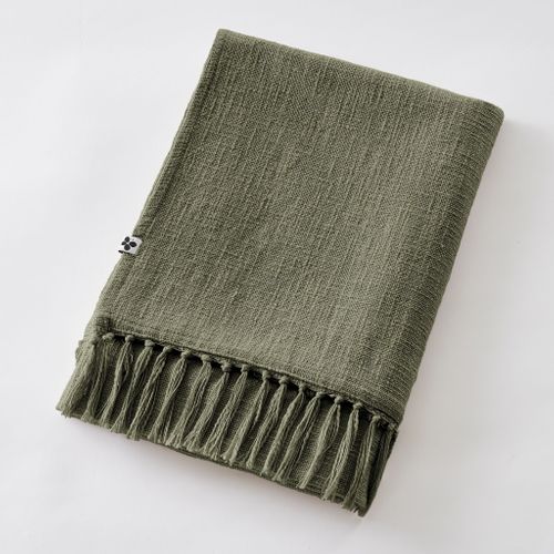 Plaid à Franges Chaud Lina Thym 130x160