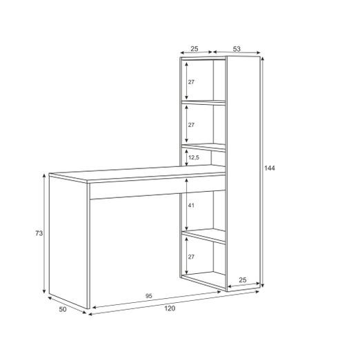 Bureau Réversible Bois Et Blanc Avec Étagères