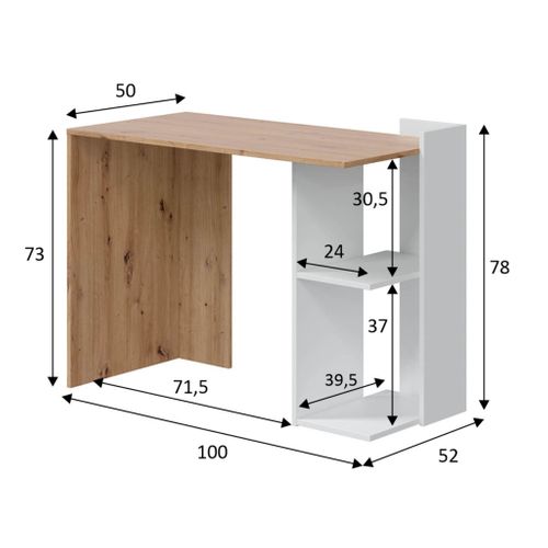 Bureau Réversible Bois Blanc 78x100x52 Cm
