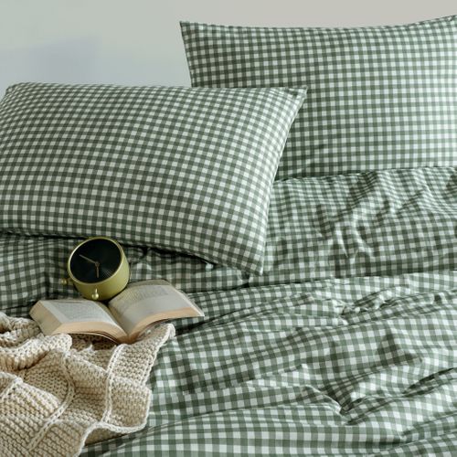 Parure De Lit Vichy Vert Foncé 140x200