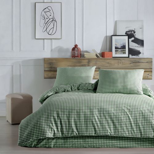 Parure De Lit Vichy Vert Foncé 140x200