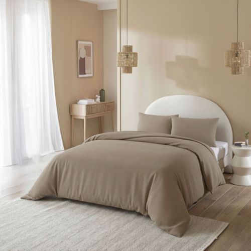 Parure De Lit Flanelle Uni Beige 140x200 Cm