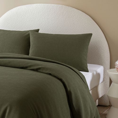 Parure De Lit Flanelle Uni Kaki 140x200