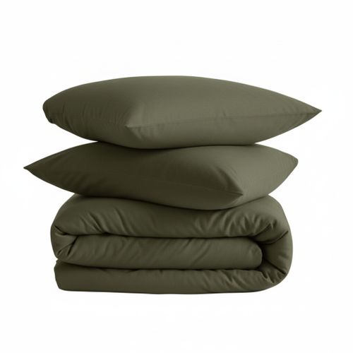 Parure De Lit Flanelle Uni Kaki 200x200