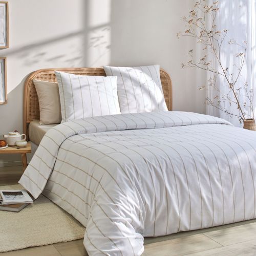 Parure De Lit Coton à Rayures Caivy 140x200 Cm