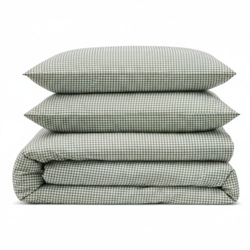 Parure De Lit Coton à Carreaux Vichy Vert 260x240 Cm
