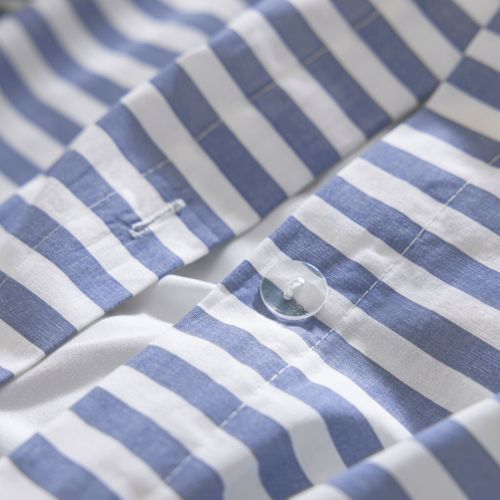 Parure De Lit Coton à Rayures Horizon Bleu 200x200 Cm