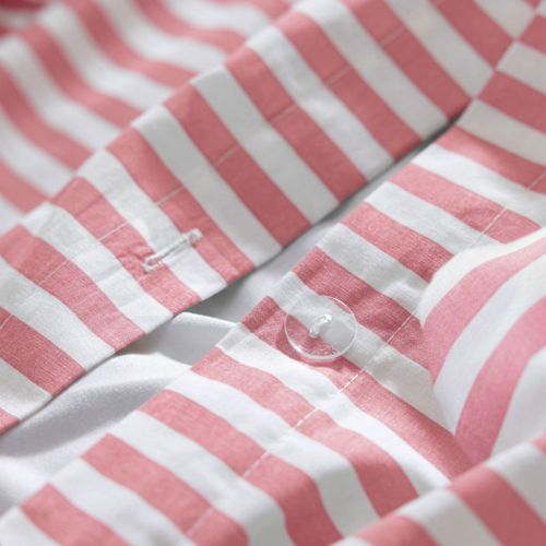 Parure De Lit Coton à Rayures Horizon Rose 200x200 Cm