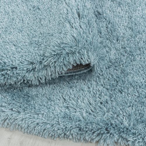 Tapis Rond Confortable Fluffy Bleu 120x120 Cm