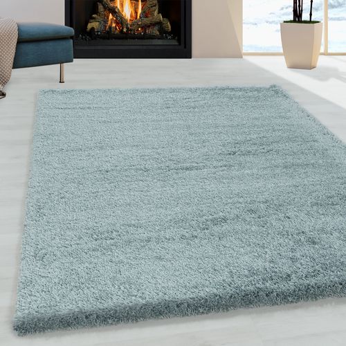 Tapis Rond Confortable Fluffy Bleu 120x120 Cm