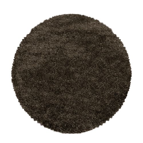 Tapis Rond Confortable Fluffy Marron 160x160 Cm