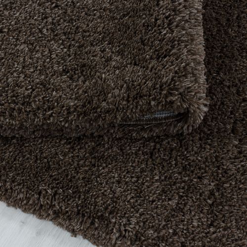 Tapis Rond Confortable Fluffy Marron 200x200 Cm