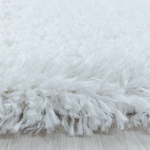Tapis Rond Confortable Fluffy Blanc 80x80 Cm