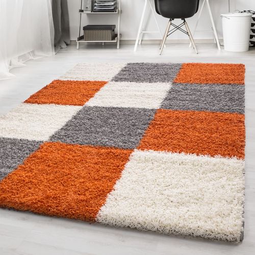 Tapis Motif Damier Odda Terracotta 80x150 Cm