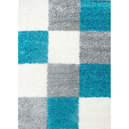 Tapis Motif Damier Odda Turquoise 120x170 Cm