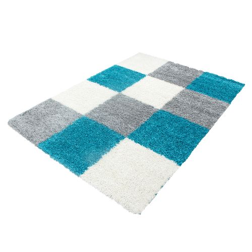 Tapis Motif Damier Odda Turquoise 120x170 Cm