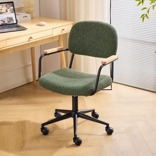 Fauteuil De Bureau Pivotant Et Réglable En Hauteur En Tissu Bouclé Vert - Gianni