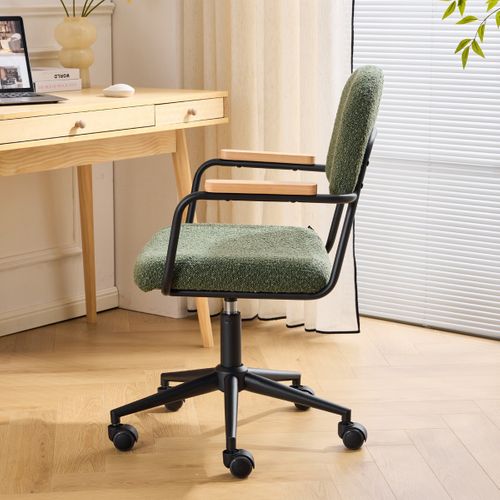 Fauteuil De Bureau Pivotant Et Réglable En Hauteur En Tissu Bouclé Vert - Gianni