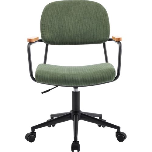 Fauteuil De Bureau Pivotant Et Réglable En Hauteur En Velours Côtelé Vert Kaki - Gianni