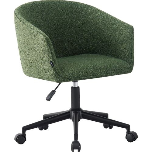 Fauteuil De Bureau Pivotant Et Réglable En Hauteur En Tissu Bouclé Vert - Marlo