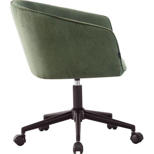 Fauteuil De Bureau Pivotant Et Réglable En Hauteur En Velours Côtelé Vert Kaki - Marlo