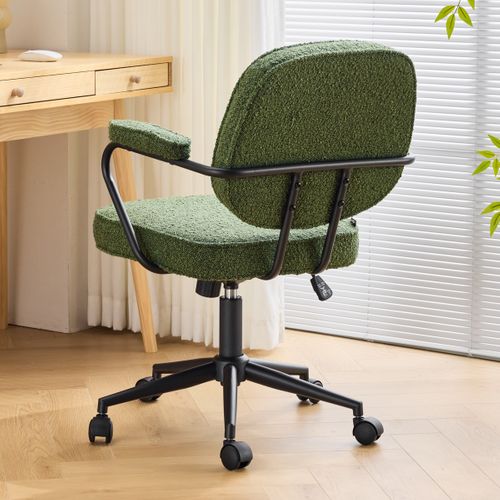 Fauteuil De Bureau Pivotant Et Réglable En Hauteur En Tissu Bouclé Vert - Ann