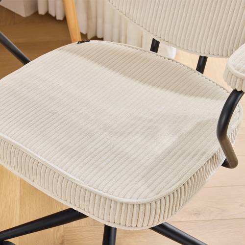 Fauteuil De Bureau Pivotant Et Réglable En Hauteur En Velours Côtelé Beige - Ann