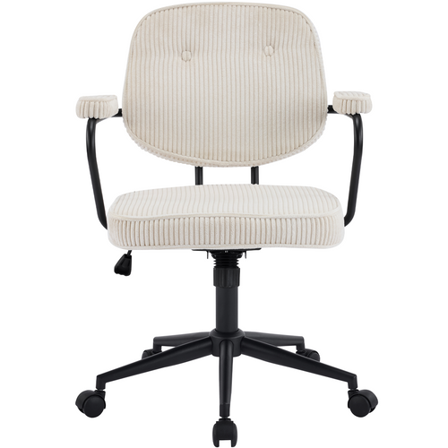 Fauteuil De Bureau Pivotant Et Réglable En Hauteur En Velours Côtelé Beige - Ann