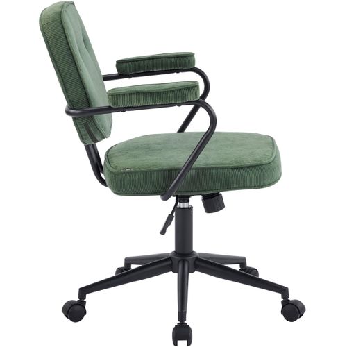 Fauteuil De Bureau Pivotant Et Réglable En Hauteur En Velours Côtelé Vert Kaki - Ann