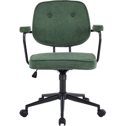 Fauteuil De Bureau Pivotant Et Réglable En Hauteur En Velours Côtelé Vert Kaki - Ann