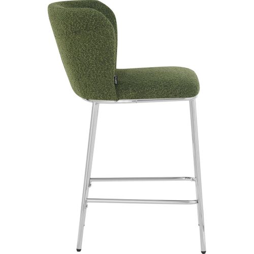 Lot De 2 Tabourets De Bar En Tissu Bouclé Vert, Piètement Chromé - Toma