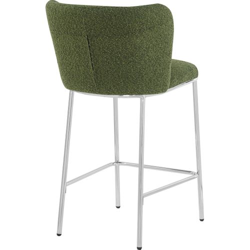 Lot De 2 Tabourets De Bar En Tissu Bouclé Vert, Piètement Chromé - Toma