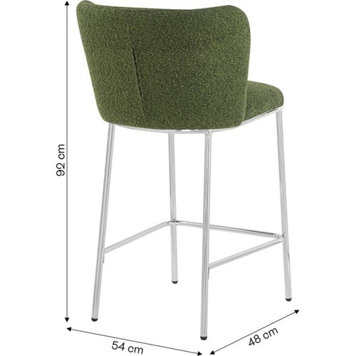 Lot De 2 Tabourets De Bar En Tissu Bouclé Vert, Piètement Chromé - Toma