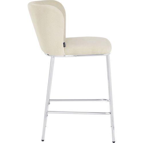 Lot De 2 Tabourets De Bar En Velours Côtelé Beige, Piètement Chromé - Toma