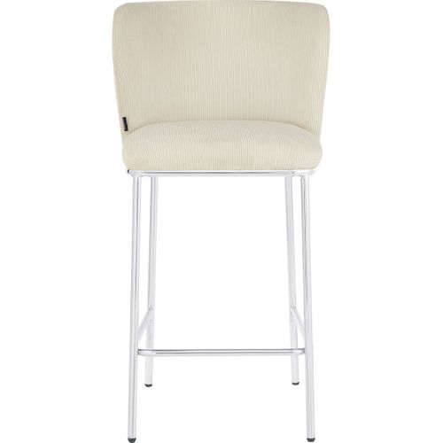 Lot De 2 Tabourets De Bar En Velours Côtelé Beige, Piètement Chromé - Toma