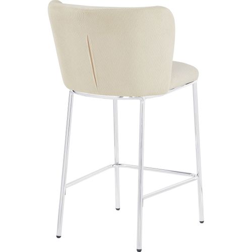 Lot De 2 Tabourets De Bar En Velours Côtelé Beige, Piètement Chromé - Toma