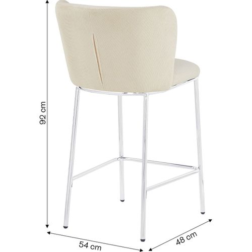 Lot De 2 Tabourets De Bar En Velours Côtelé Beige, Piètement Chromé - Toma