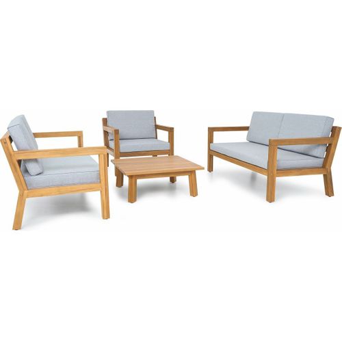 Salon De Jardin 5 Places En Bois Fsc - 2 Canapés 2 Pl., 1 Fauteuil Et Table Basse - Palau