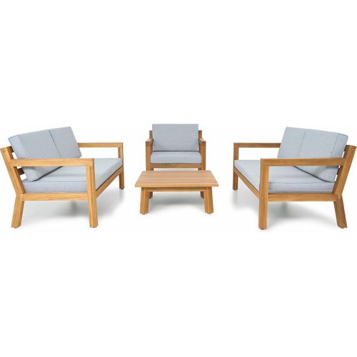 Salon De Jardin 5 Places En Bois Fsc - 2 Canapés 2 Pl., 1 Fauteuil Et Table Basse - Palau