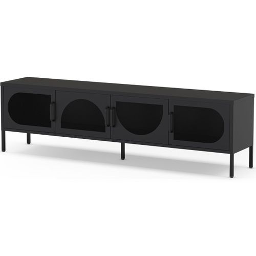 Meuble TV 4 Portes En Métal Noir 180 Cm - Inoa