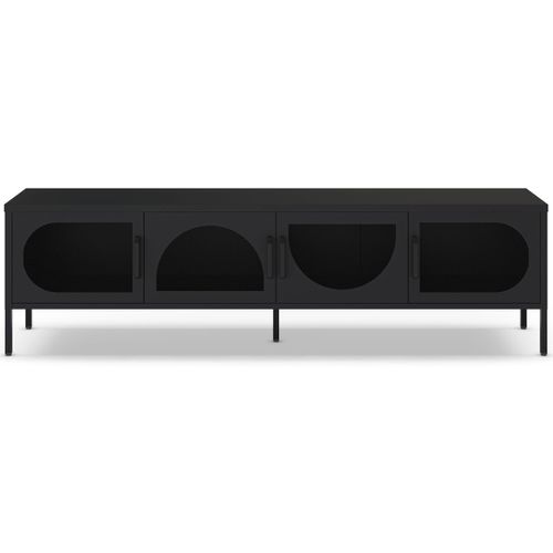 Meuble TV 4 Portes En Métal Noir 180 Cm - Inoa