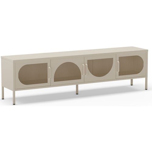 Meuble TV 4 Portes En Métal Beige 180 Cm - Inoa