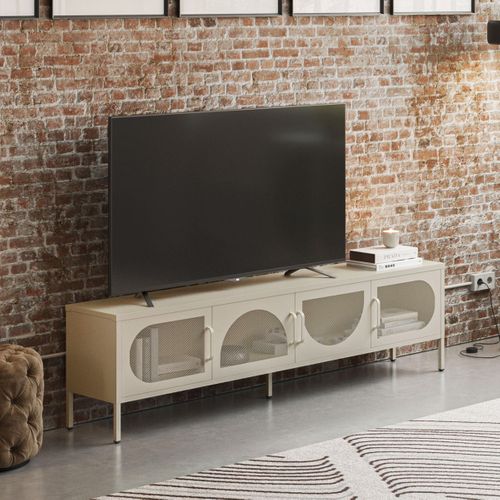 Meuble TV 4 Portes En Métal Beige 180 Cm - Inoa