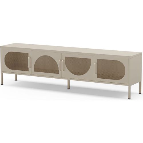 Meuble TV 4 Portes En Métal Beige 180 Cm - Inoa