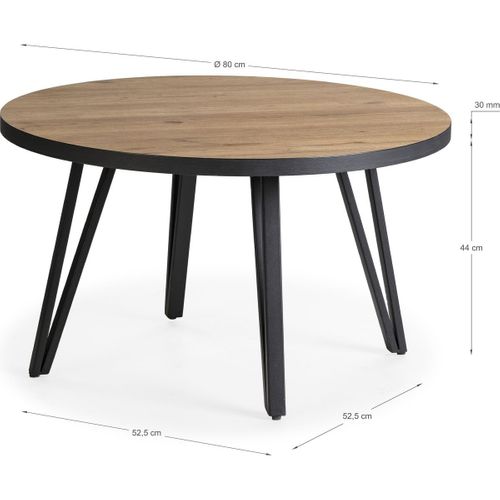 Table Basse Ronde Couleur Bois Et Noir Ø 80 Cm - Lexi