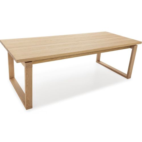 Table à Manger Rectangulaire En Bois, Piètement Couleur Chêne, 220 Cm - Line
