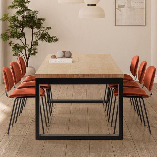 Table à Manger Rectangulaire En Bois, Piètement Noir, 220 Cm - Line