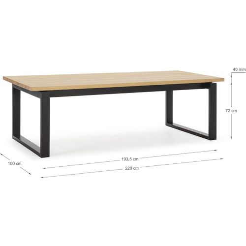 Table à Manger Rectangulaire En Bois, Piètement Noir, 220 Cm - Line