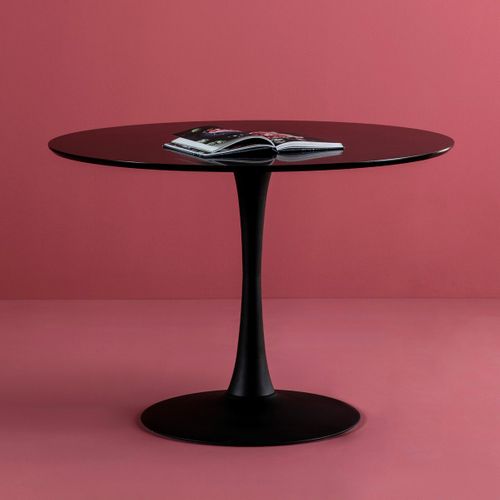 Table à Manger Ronde Noire D. 110 Cm - Lilo
